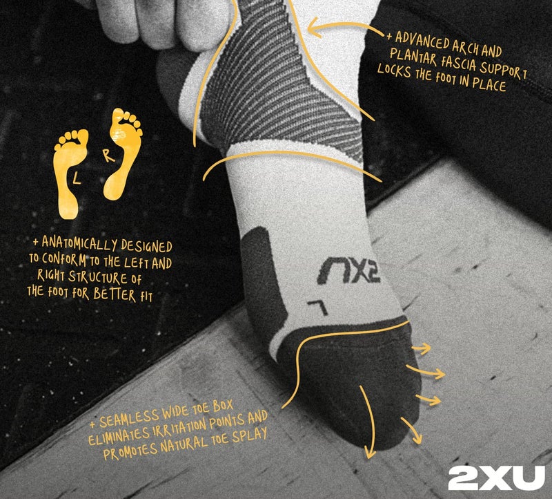 2XU Vectr 1/4 Crew Sock, White/Grey, Large - Image 5